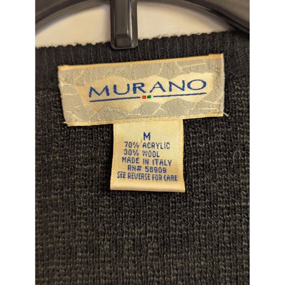 Murano Mens Houndstooth V-Neck Sweater Vest M 70% Acrylic 30% Wool Made In Italy - Picture 3 of 4